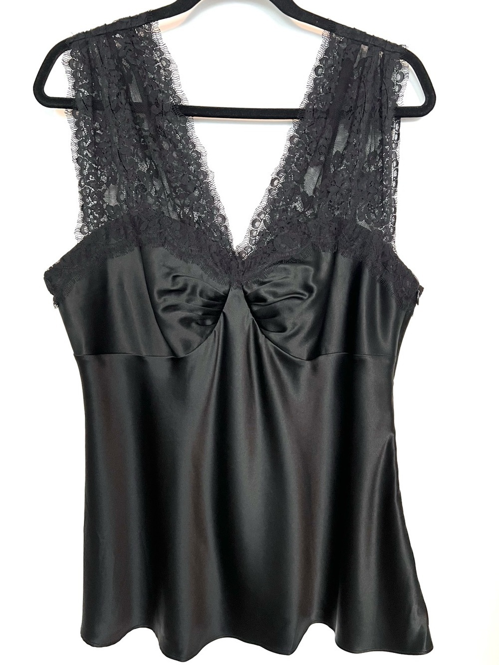 Lafayette 148 Black Silk Lace Camisole Tank Top Size 14